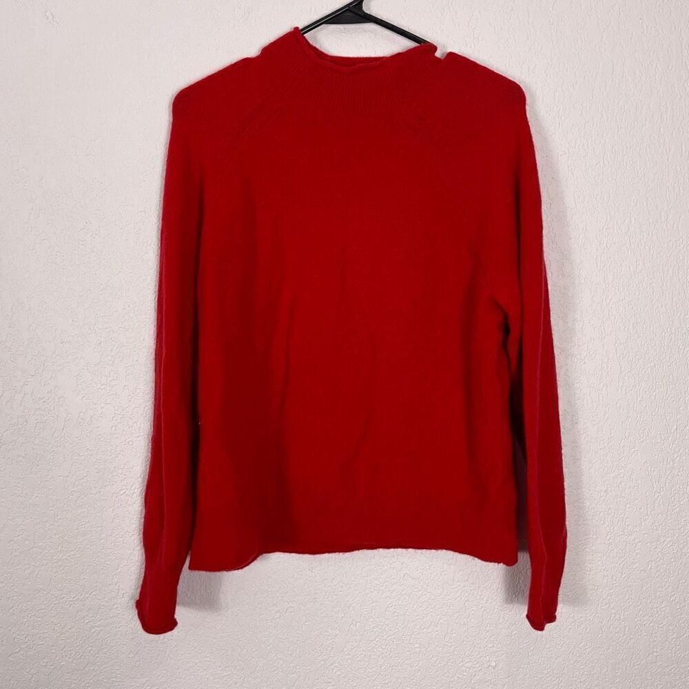 J. Crew Red Mock Neck Wool Blend Pullover Sweater Size Small